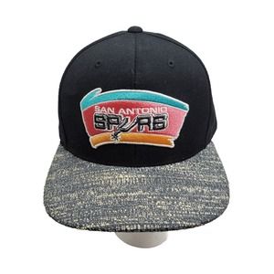 San Antonio Spurs Snapback Hat Black Blue Hardwood Classic Mitchell & Ness NBA
